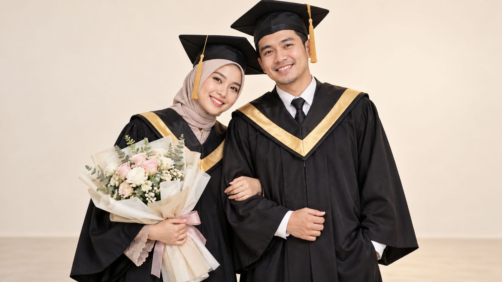 Ide Gaya Foto Wisuda Berpasangan Romantis dan Tetap Bernuansa Islami