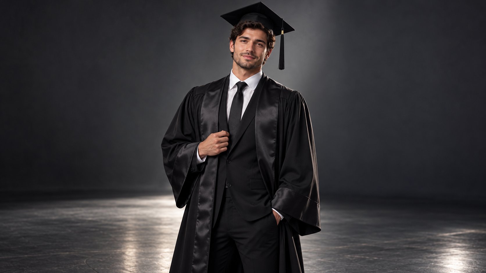 Inspirasi Pose Wisuda untuk Pria dengan Setelan Jas Formal dan Jubah